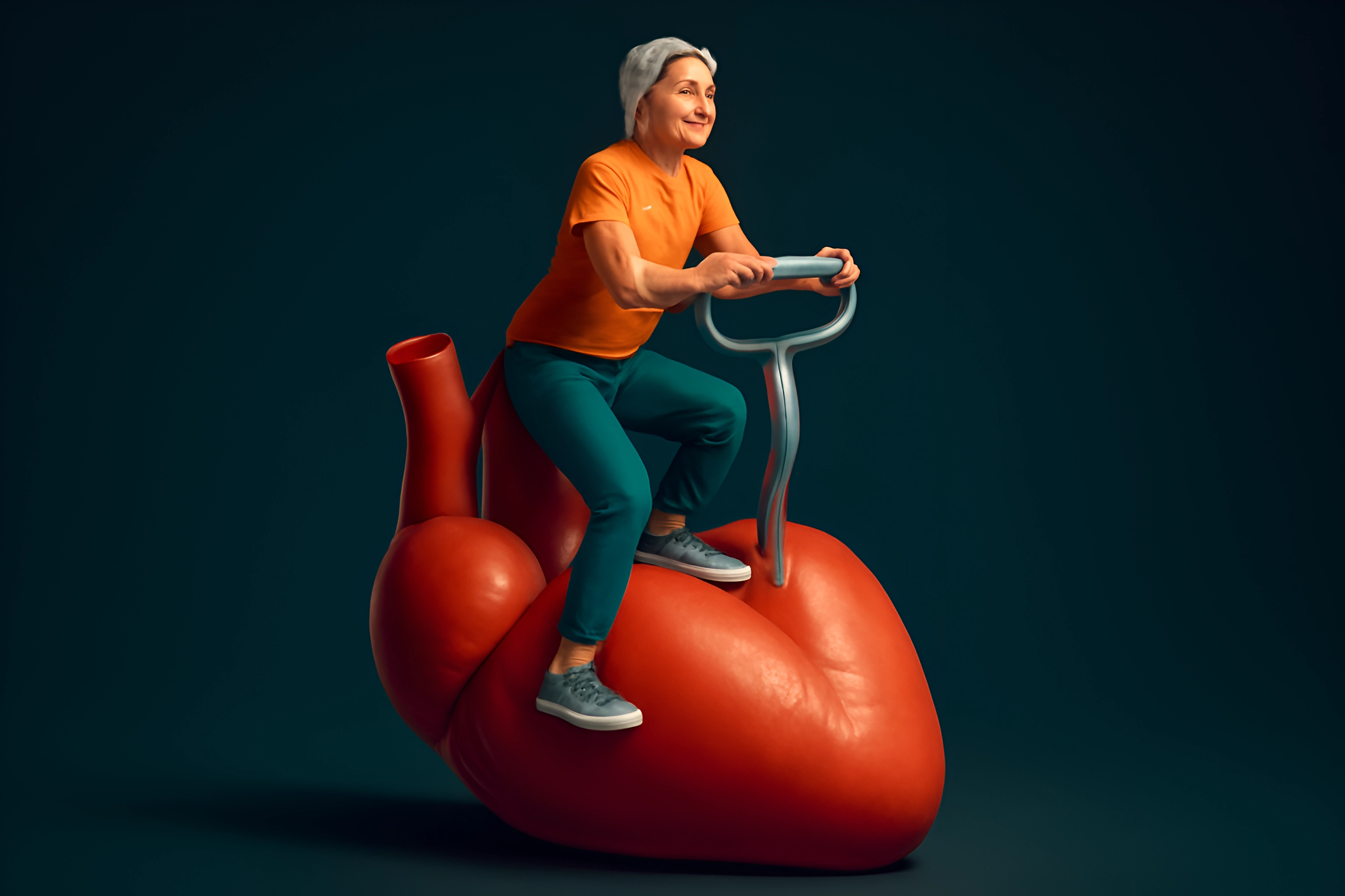 Fitness on giant heart illustration