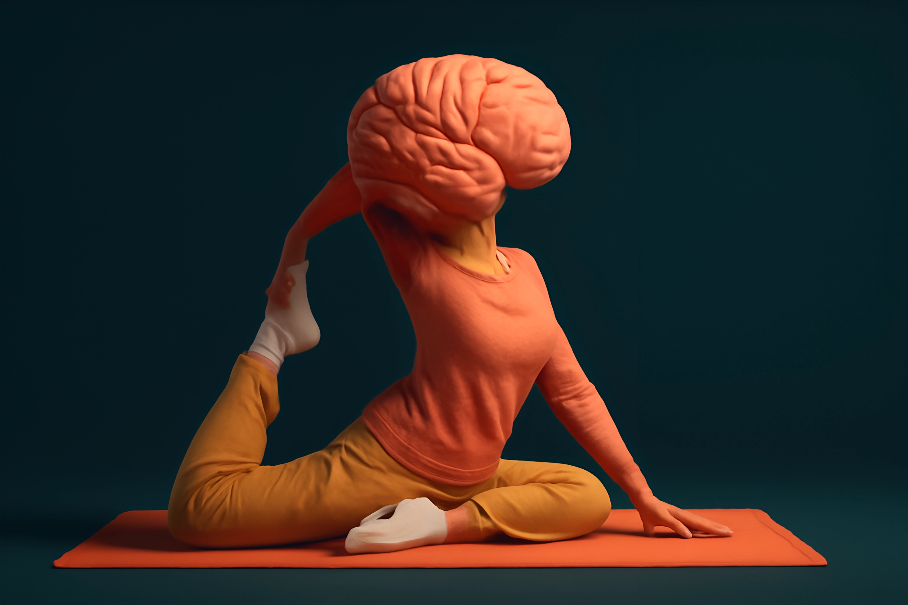 Yoga pose with brain head