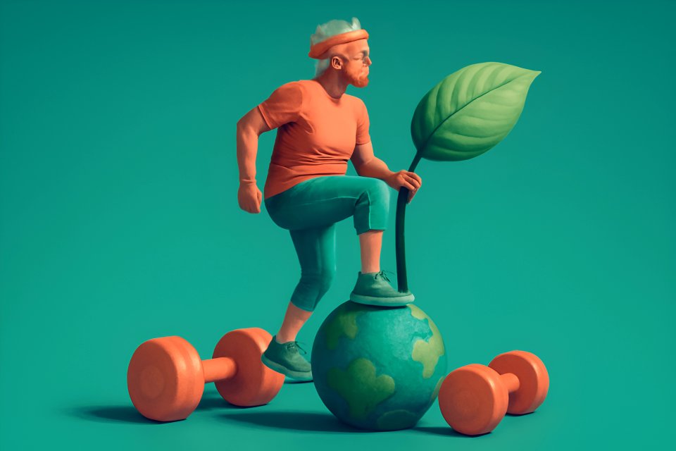 Sustainable fitness concept with globe