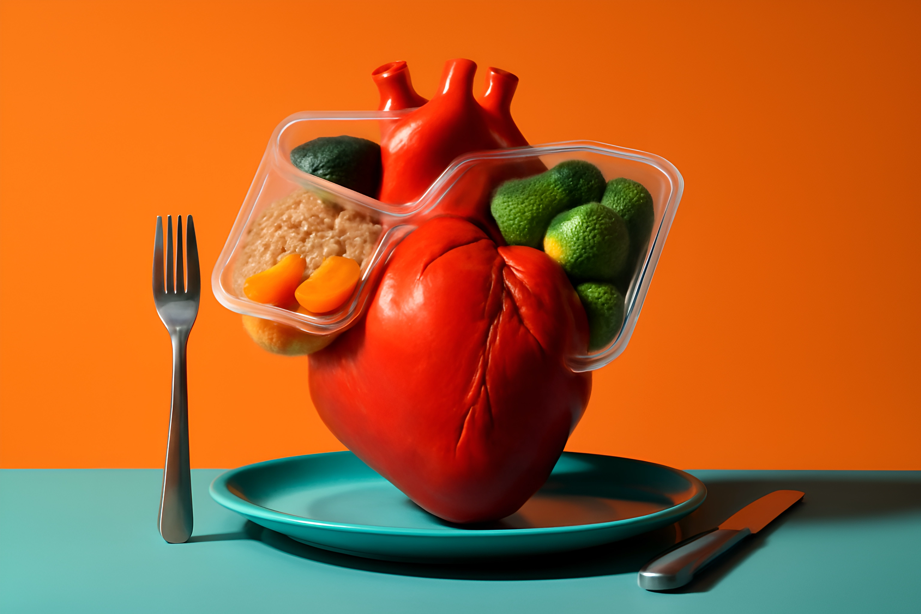 Heart with vegetables and grains