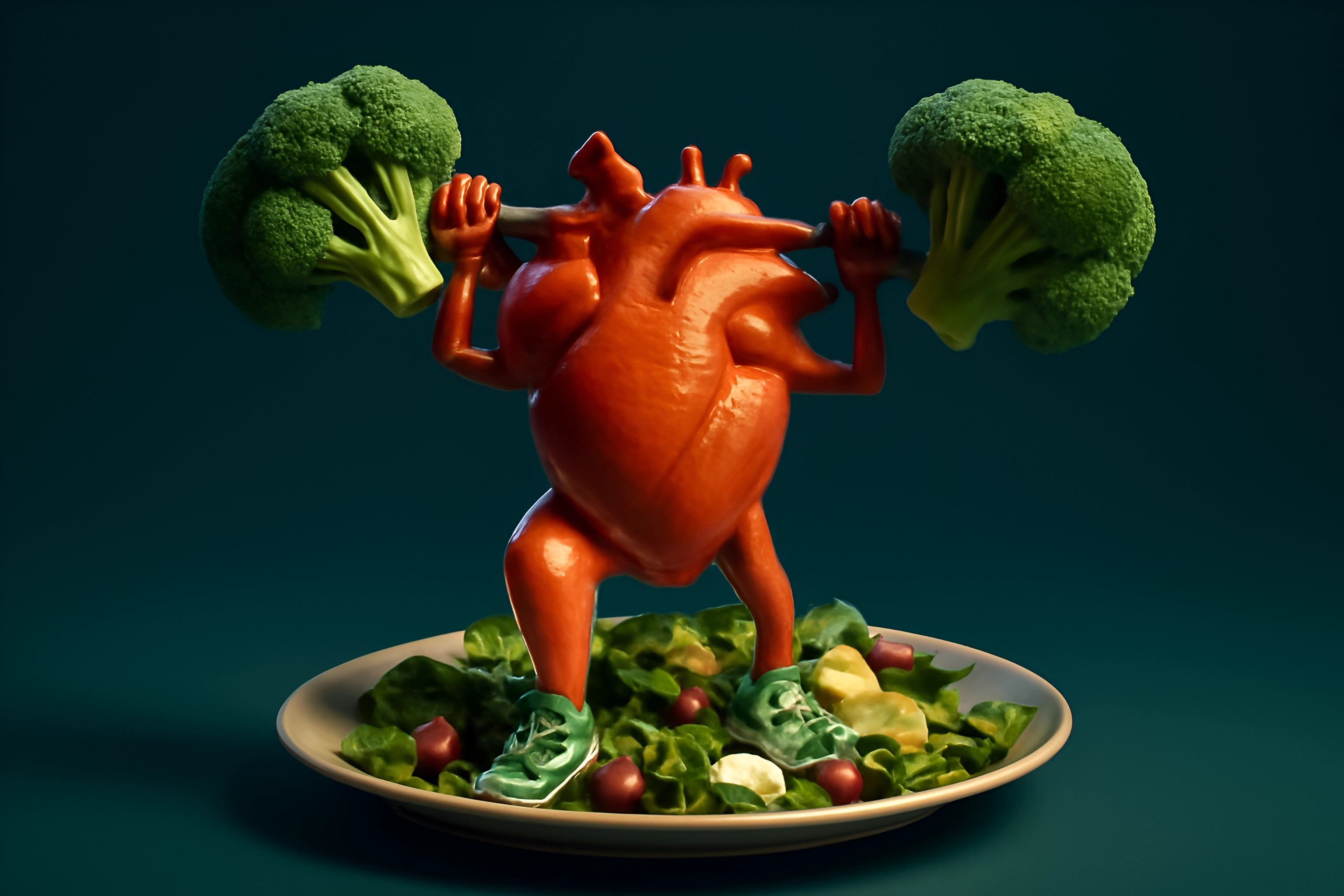 Heart lifting broccoli for health