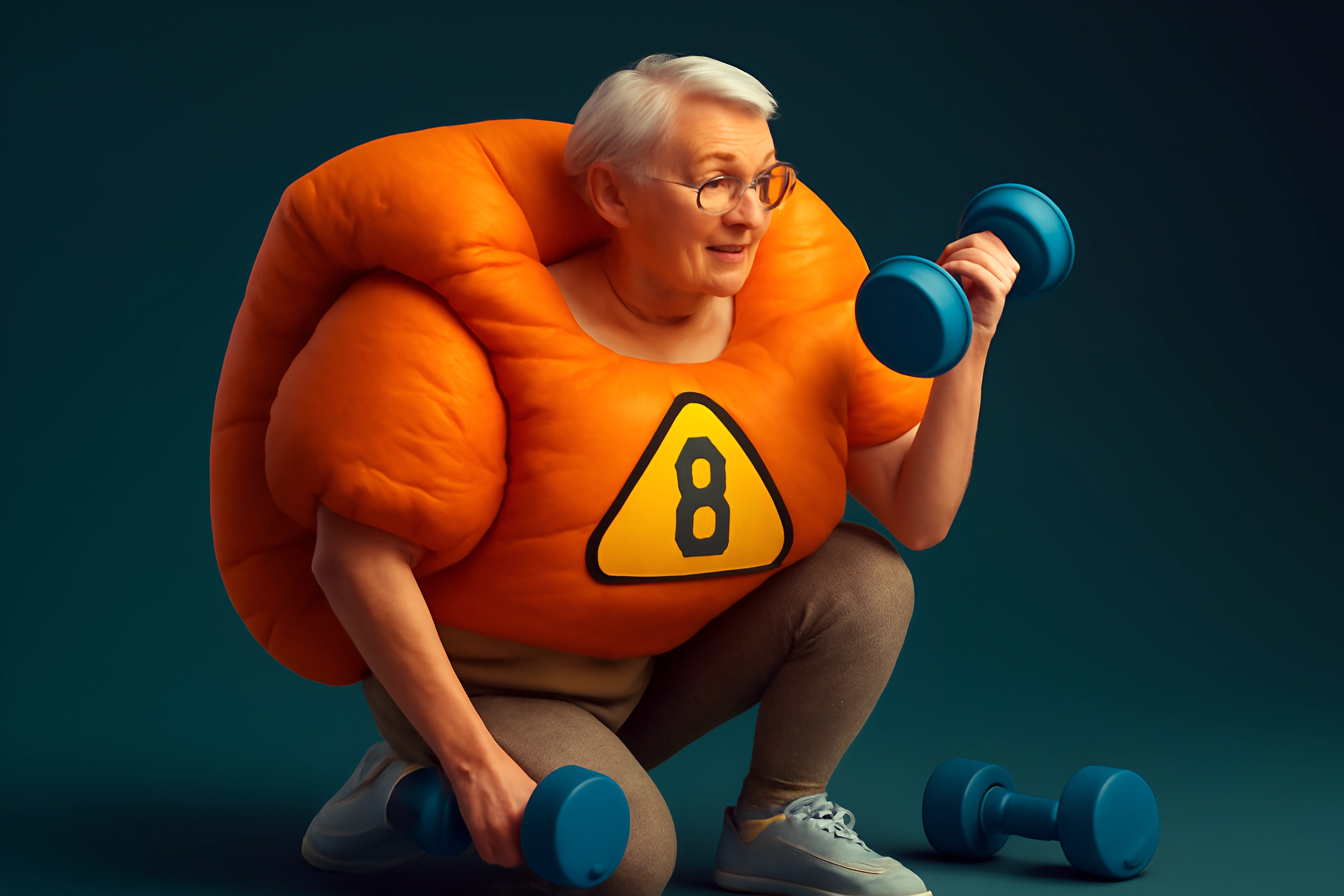 Elderly person lifting weights
