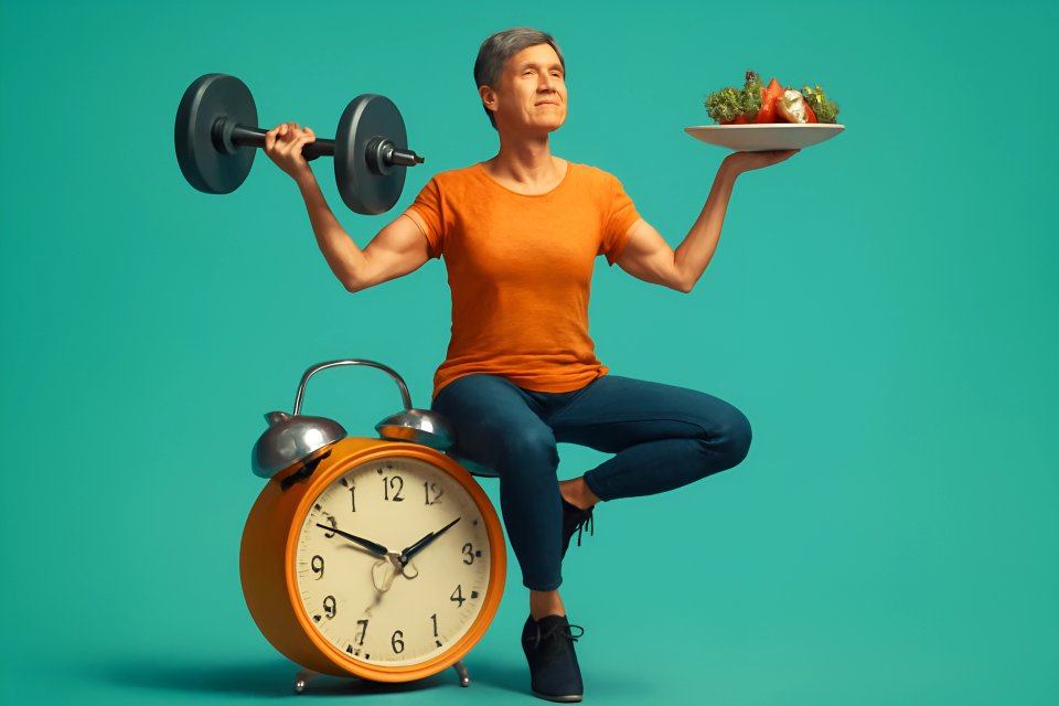 Weightlifting with healthy food choices