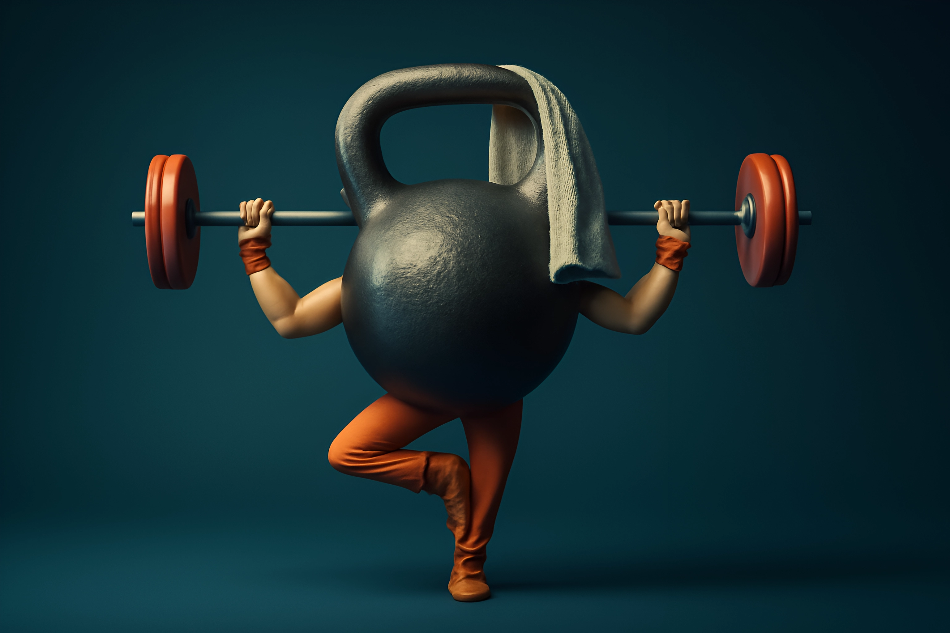 Kettlebell lifting character illustration