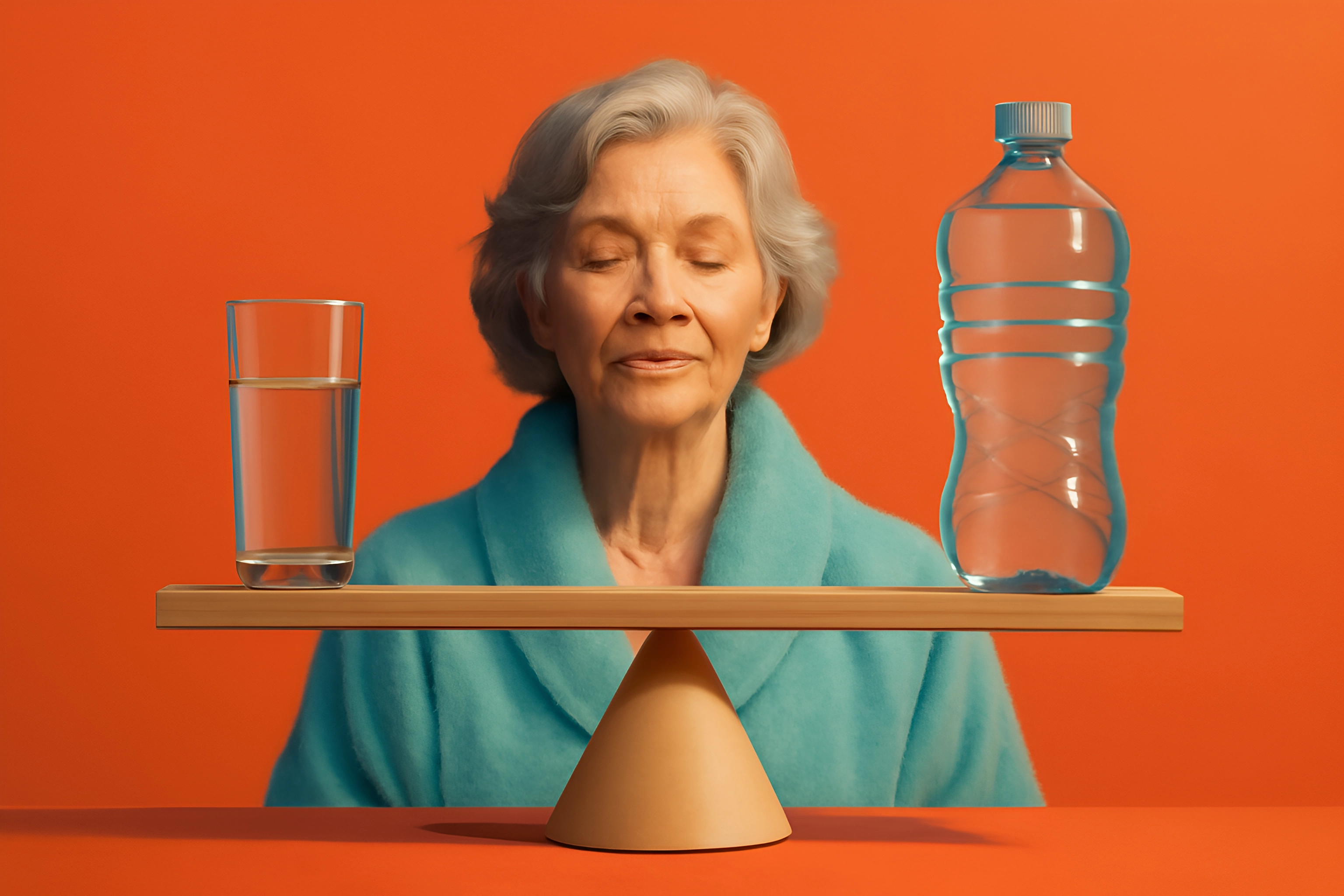 Woman balancing water options