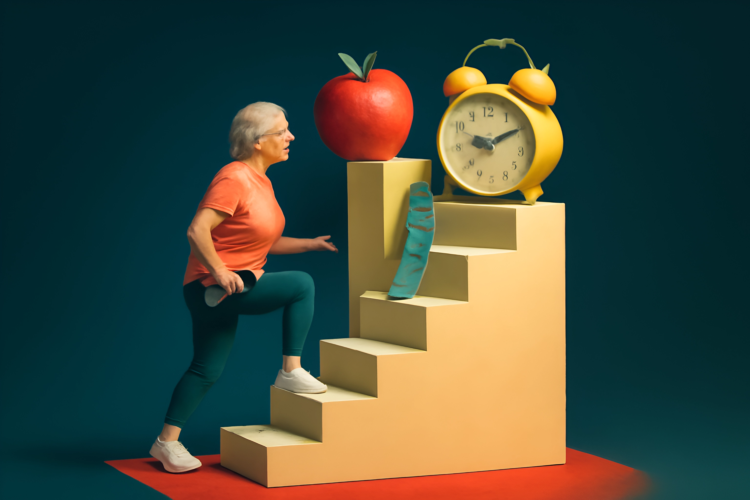 Senior woman exercising with props