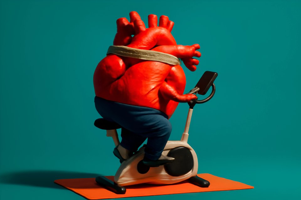 Heart on exercise bike