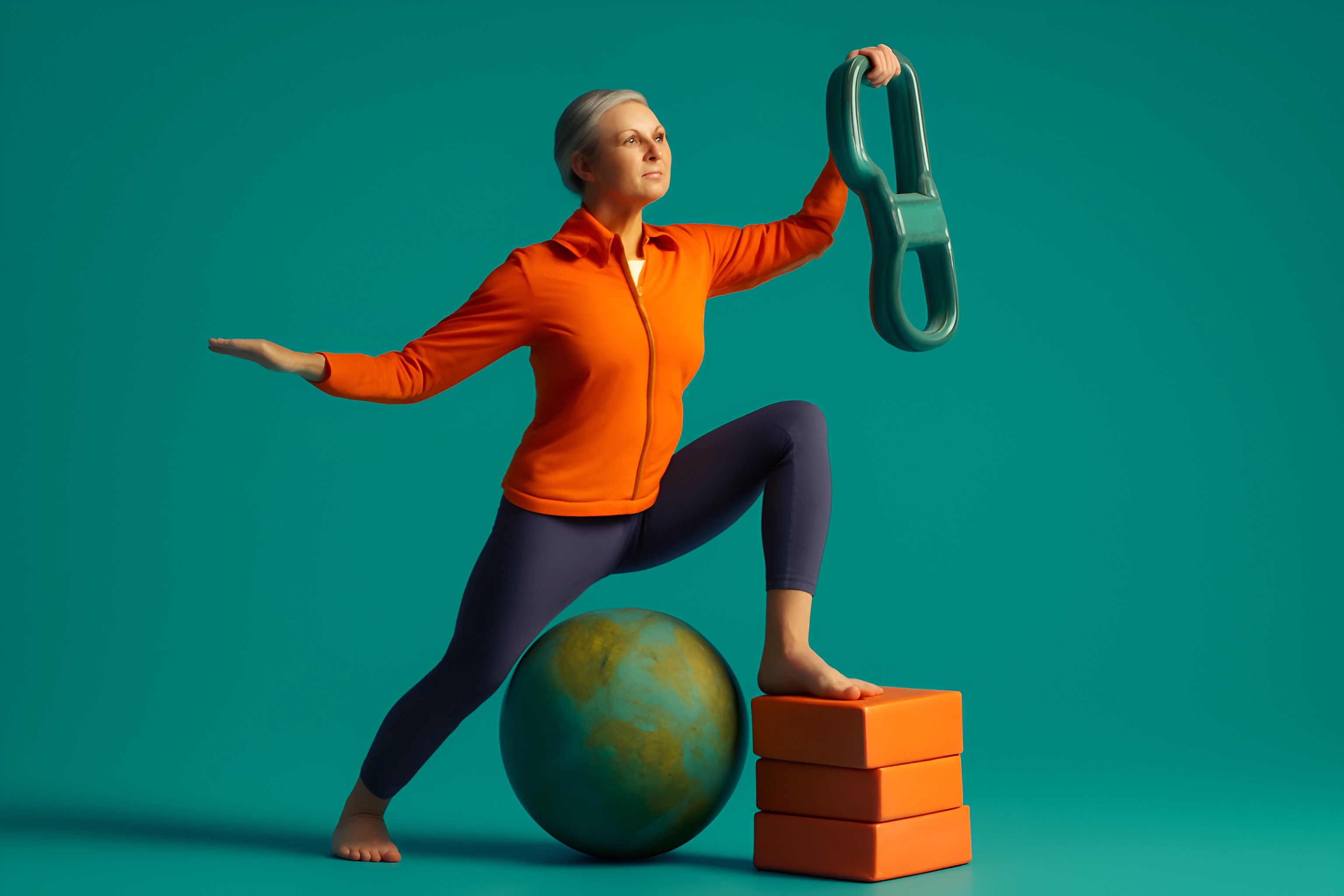 Woman yoga pose with weights